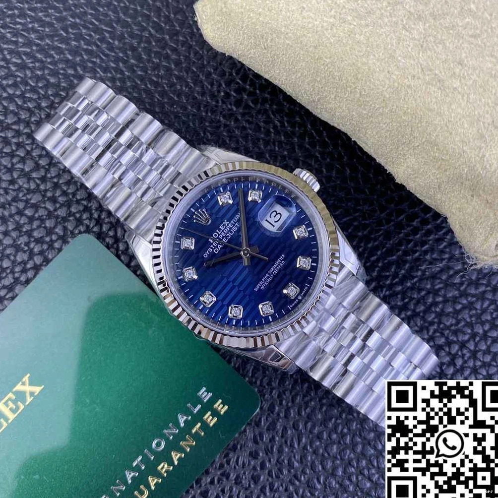 Rolex Hourmarker 36MM Dial Factory Motif Datejust Blue Diamond M126234 Steel Clean Stainless 1213